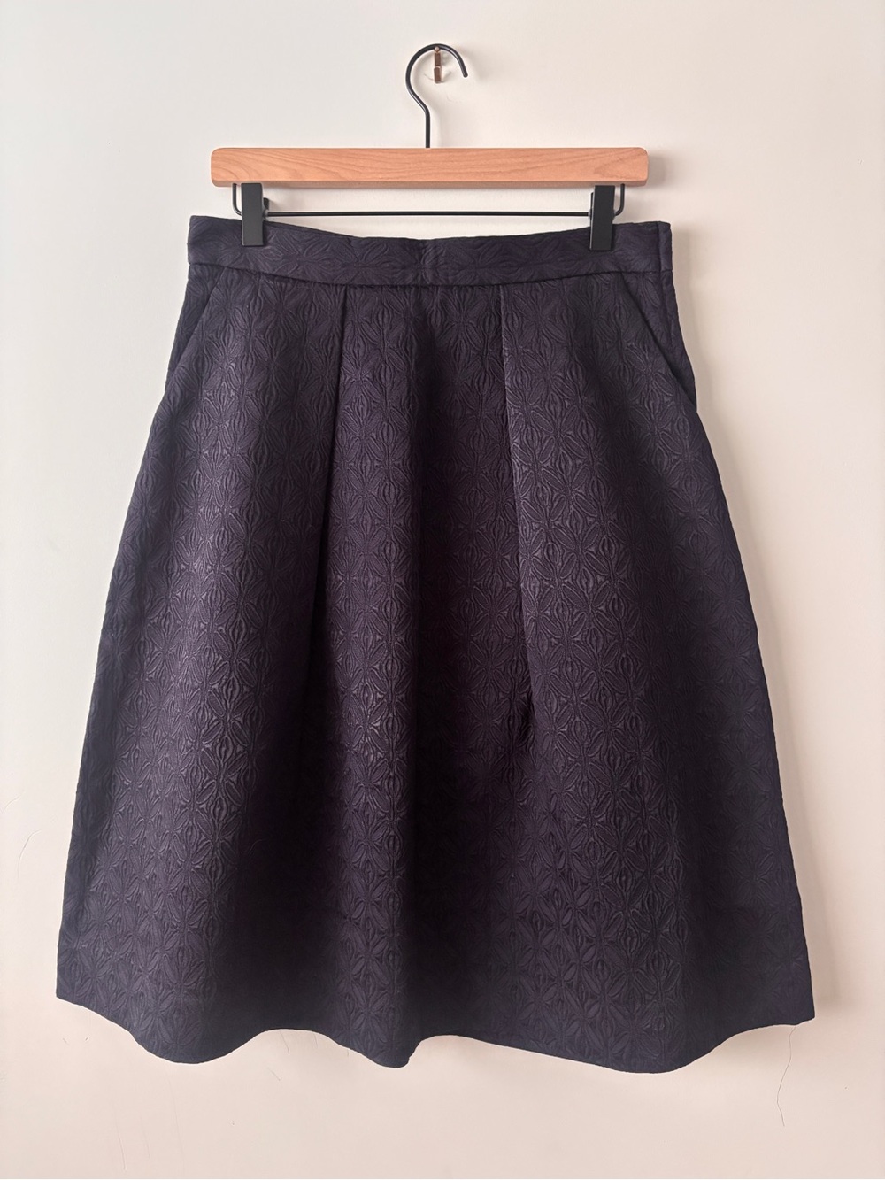Zara Dark Navy Textured A-Line Skirt